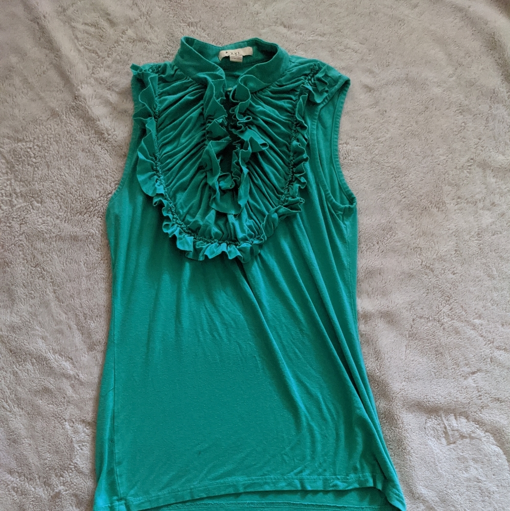 Green ruffle tank top